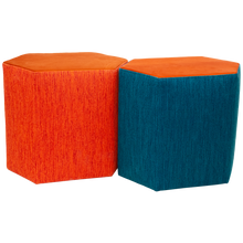 Load image into Gallery viewer, Leather Top Honeycomb Poufs